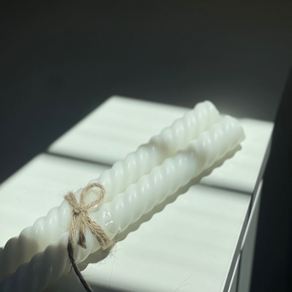 White Twist Candle Pair
